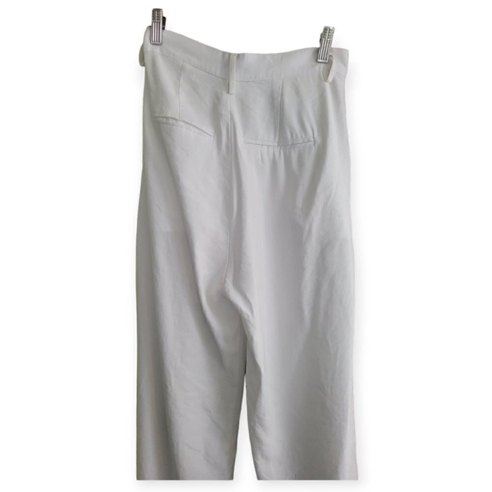 White Wide Leg NONchalant Pants XS | High-Waist Summer Vacation Trousers - Picture 7 of 14